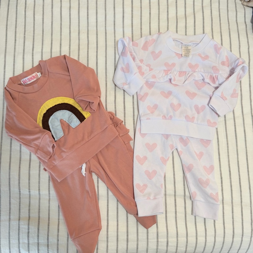 Baby‎ Heart and Rainbow Sweat Suit Sets